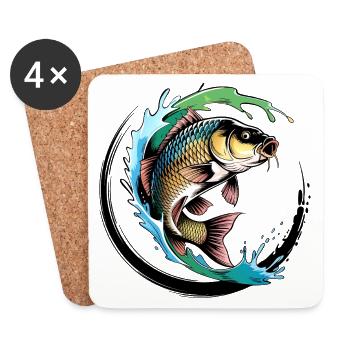Carp fishing - Coasters (set of 4) - white - Front