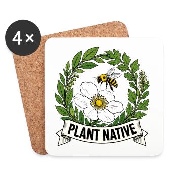 Plantez un jardin indigène des abeilles et des échinaces - Dessous de verre (lot de 4) - blanc - Devant