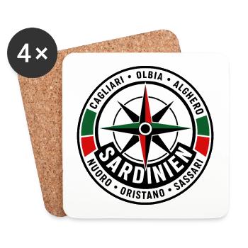 Sardinia compass rose minimalist travel tee - Untersetzer (4er-Set) - Weiß - Vorne