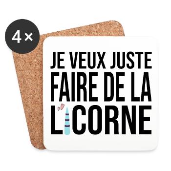 faire de la licorne / cadeau humour licorne  - Dessous de verre (lot de 4) - blanc - Devant