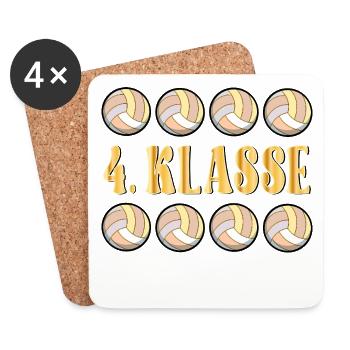 SCHULKIND 4. Klasse Volleyball - Untersetzer (4er-Set) - Weiß - Vorne