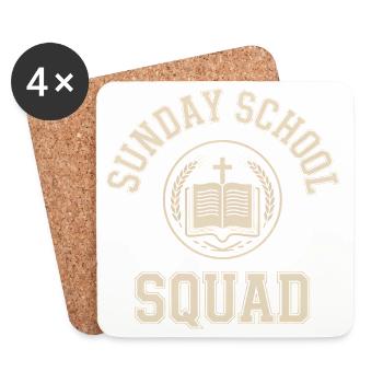 Sunday School Squad Emblem - Coasters (set of 4) - white - Front