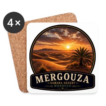 Sahara Desert Morocco Sunset Mergouza - Coasters (set of 4) - white - Front