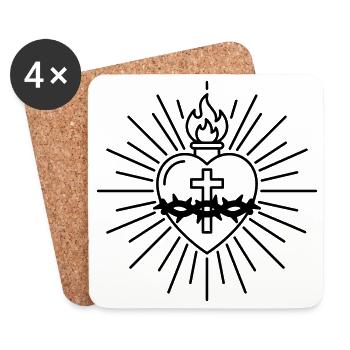 Tatouage du Sacré-Cœur - Dessous de verre (lot de 4) - blanc - Devant