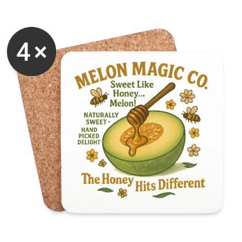 Illustration magique Melon Honey - Dessous de verre (lot de 4) - blanc - Devant