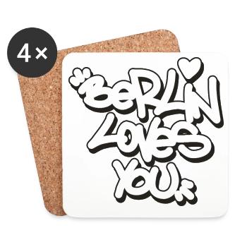 BLY - Berlin loves you - Tag - Coasters (set of 4) - white - Front