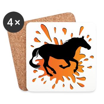 La silhouette d'un cheval Abaga et un tache - Dessous de verre (lot de 4) - blanc - Devant