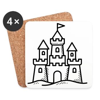 Château de sable - Dessous de verre (lot de 4) - blanc - Devant