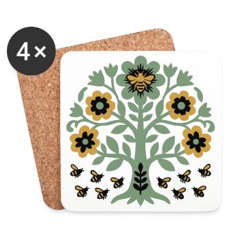 Arborvitae Bees Beekeeper Nature Conservation Cottagecore - Coasters (set of 4) - white - Front
