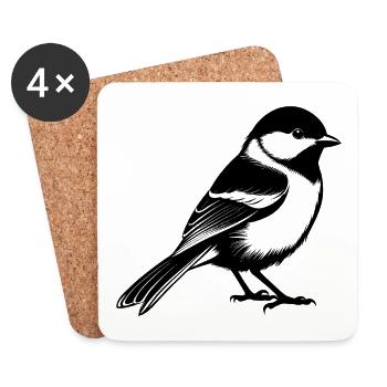 Black capped Chickadee - Coasters (set of 4) - white - Front