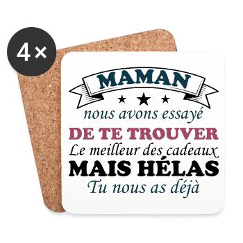Maman nous avons essayé de te trouver cadeau - Dessous de verre (lot de 4) - blanc - Devant