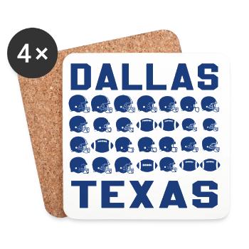 Dallas Texas Football Helmets Pattern - Coasters (set of 4) - white - Front