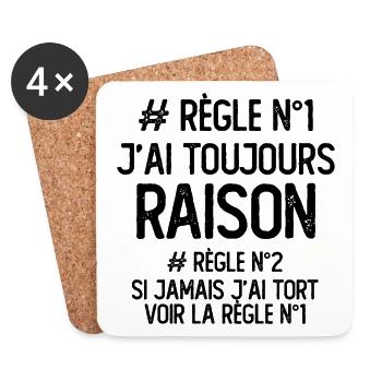 J'ai toujours raison Règle - Dessous de verre (lot de 4) - blanc - Devant