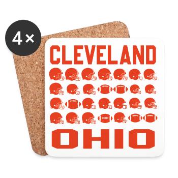 Cleveland Ohio Football Helmets - Coasters (set of 4) - white - Front
