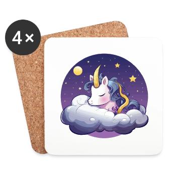 Sleeping unicorn on clouds - Coasters (set of 4) - white - Front