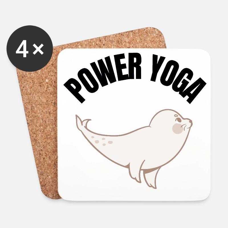 Power Yoga Seehund - Untersetzer (4er-Set) - Weiß