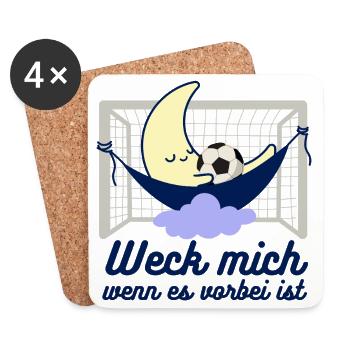Fußballtraum "Weck mich wenn es vorbei ist" - Untersetzer (4er-Set) - Weiß - Vorne
