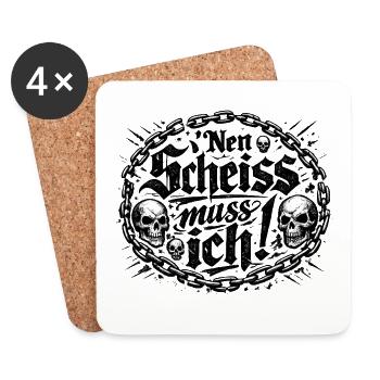 Nen Scheiss Muss Ich Metal Schädel - Untersetzer (4er-Set) - Weiß - Vorne
