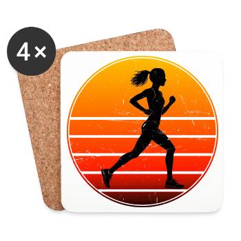 Geschenkidee für eine Joggerin mit Marathonlaufen - Untersetzer (4er-Set) - Weiß - Vorne