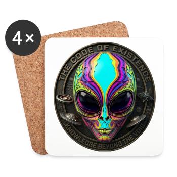 The Code of Existence Alien Sci-Fi Art - Untersetzer (4er-Set) - Weiß - Vorne