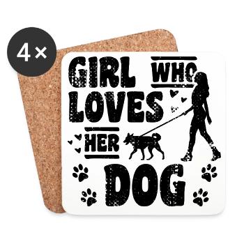 Girl Who Loves Her Dog - Untersetzer (4er-Set) - Weiß - Vorne