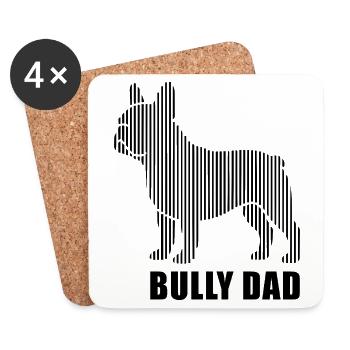 Bully Dad – Französische Bulldogge Silhouette - Untersetzer (4er-Set) - Weiß - Vorne