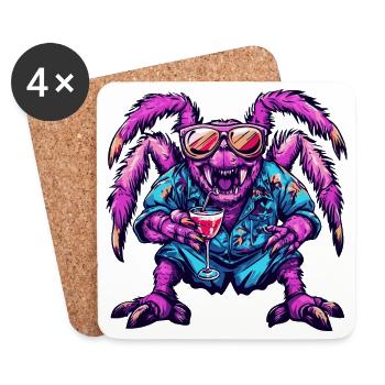 Été de bandes dessinées Tarantula - Dessous de verre (lot de 4) - blanc - Devant