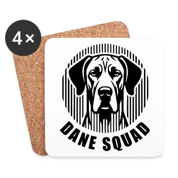Dane Squad – Minimalist linear silhouette Hund - Untersetzer (4er-Set) - Weiß - Vorne