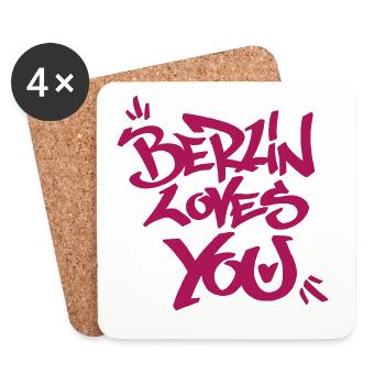 Berlin loves you graffiti style - Coasters (set of 4) - white - Front