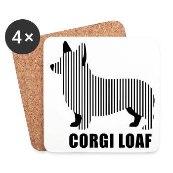 Corgi Loaf – Minimalist linear silhouette Hund - Untersetzer (4er-Set) - Weiß - Vorne