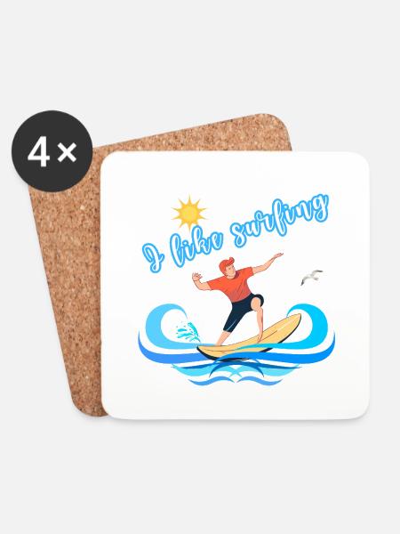 I Like Surfing – Summer Beach Design - Coasters (set of 4) - white