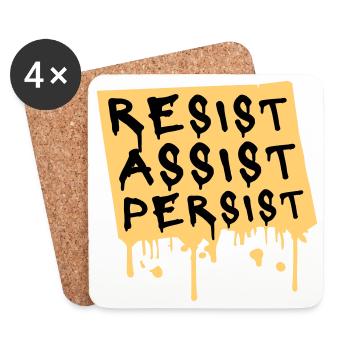Resist Assist Persist Activism Motivation Logo - Coasters (set of 4) - white - Front