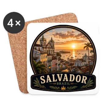 Kolonialer Stil Hafenstadt Salvador Brasilien - Untersetzer (4er-Set) - Weiß - Vorne