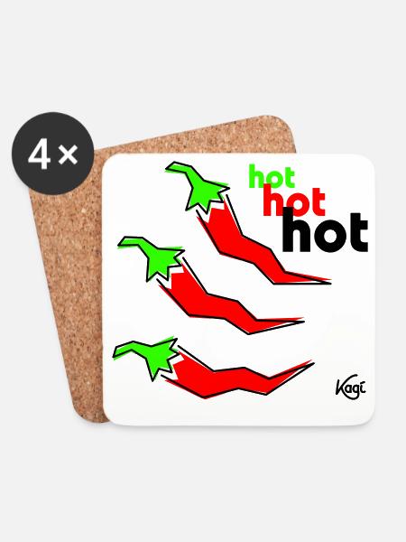 Pepperoni hot - Untersetzer (4er-Set) - Weiß