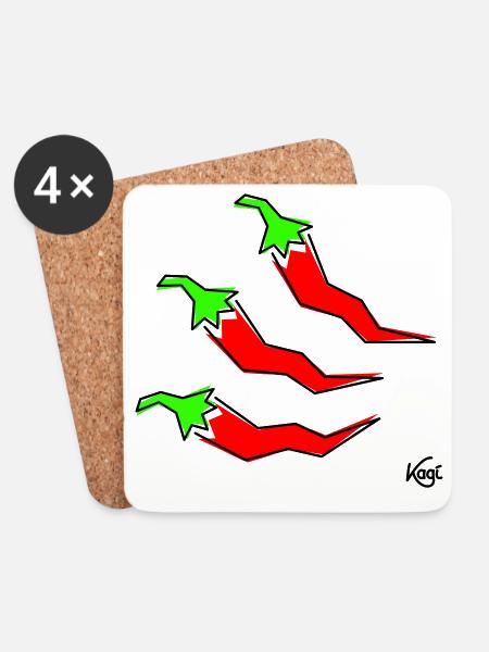 three pepperonis - Coasters (set of 4) - white