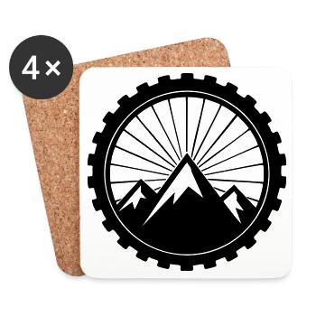 MTB Gravel Bike Mountains Tire Logo - Coasters (set of 4) - white - Front
