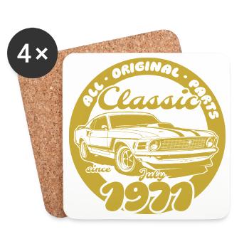 55e anniversaire - Classic Musclecar 07/1971 - Dessous de verre (lot de 4) - blanc - Devant