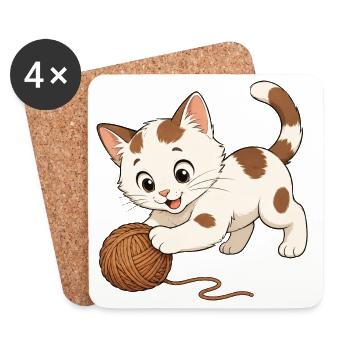 Des jeux de chaton - Dessous de verre (lot de 4) - blanc - Devant