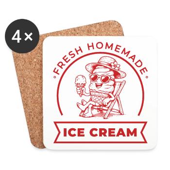 Fraîchement fait maison sur une chaise longue - Dessous de verre (lot de 4) - blanc - Devant