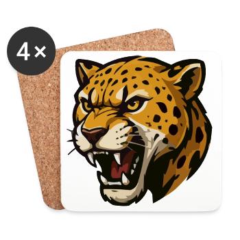 Jaguar Roar: Wildes Katzenmotiv - Untersetzer (4er-Set) - Weiß - Vorne
