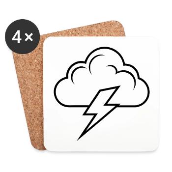 Cloud and Lightning - Coasters (set of 4) - white - Front