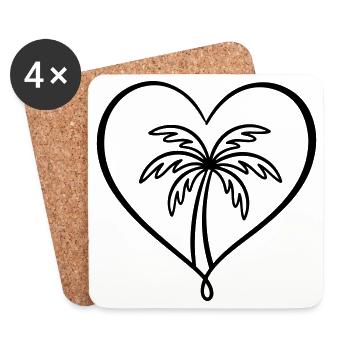 Palm Tree Symbol Island - Coasters (set of 4) - white - Front