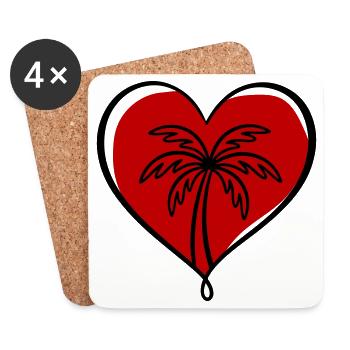 Palm Tree Heart Love - Coasters (set of 4) - white - Front