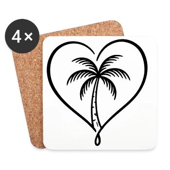 Palm Tree Heart Love Holiday - Coasters (set of 4) - white - Front
