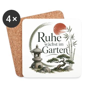 Ruhe wächst im Garten - Untersetzer (4er-Set) - Weiß - Vorne