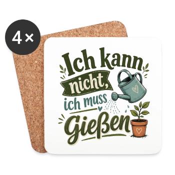 Ich kann nicht, ich muss gießen - Untersetzer (4er-Set) - Weiß - Vorne