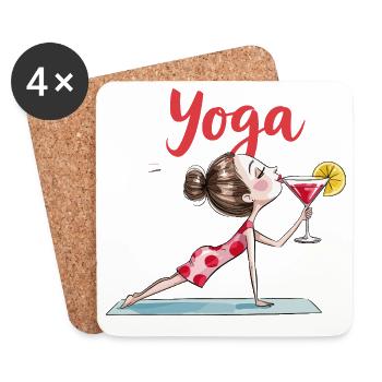  Yoga Mit Cocktail Lustige Yoga Figur In Pose Mit - Untersetzer (4er-Set) - Weiß - Vorne