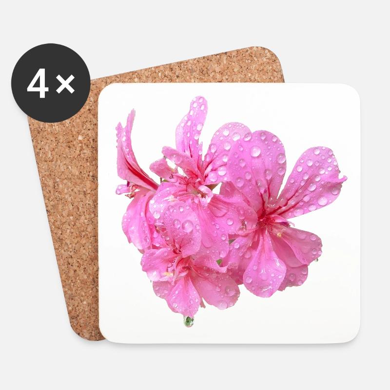 Vibrant_Pink_Geranium_Flowers - Untersetzer (4er-Set) - Weiß