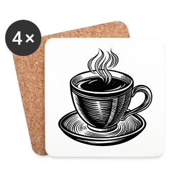 Kaffeetasse - Untersetzer (4er-Set) - Weiß - Vorne