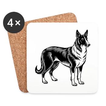 Hund - Untersetzer (4er-Set) - Weiß - Vorne